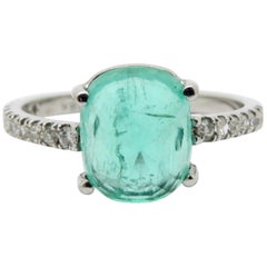 Estate 18 Karat White Gold 2.64 Carat Columbian Emerald and Diamond Ring