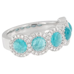 Estate 18 Karat White Gold Brazilian Paraiba Tourmaline and Diamond Ring