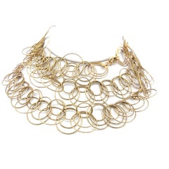 Estate 18 Karat Yellow Gold Circle Link Necklace 99.8 Grams 38 inch long