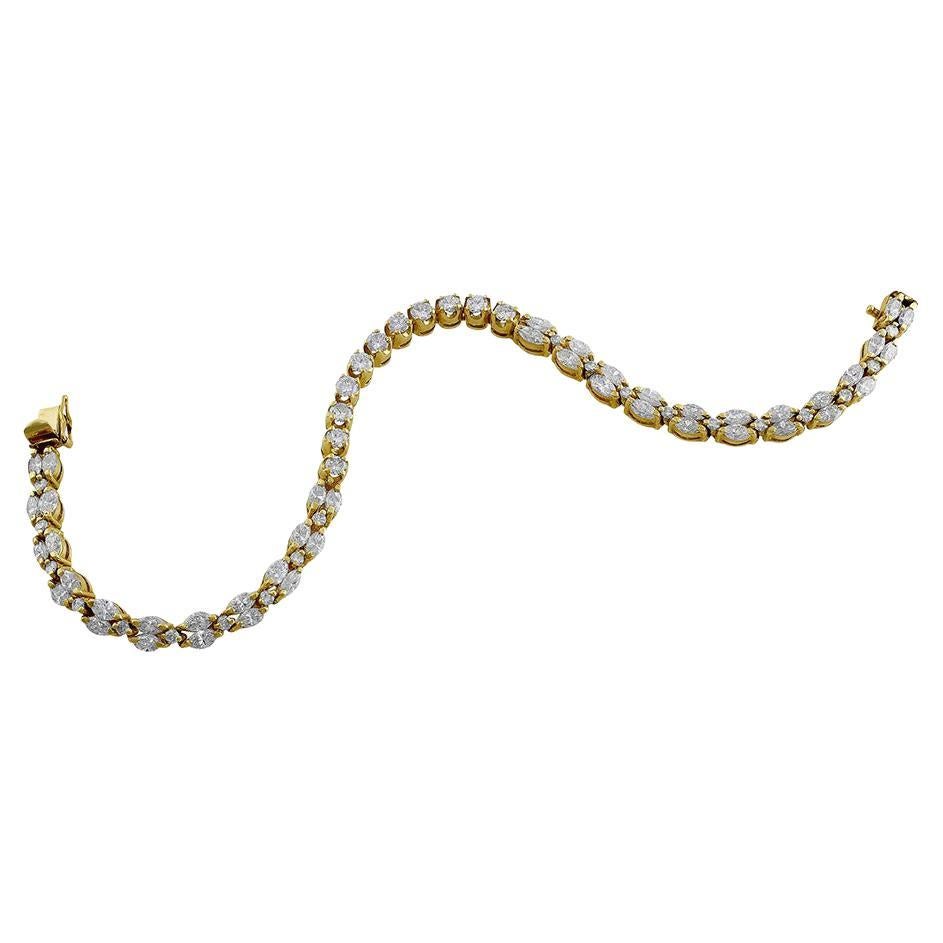 Mozambique Marquise Ruby and Round Diamond 18 Karat 2-Tone Bracelet at ...