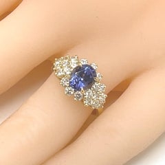 Estate 18 kt Yellow Gold Tanzanite and Diamond Ring