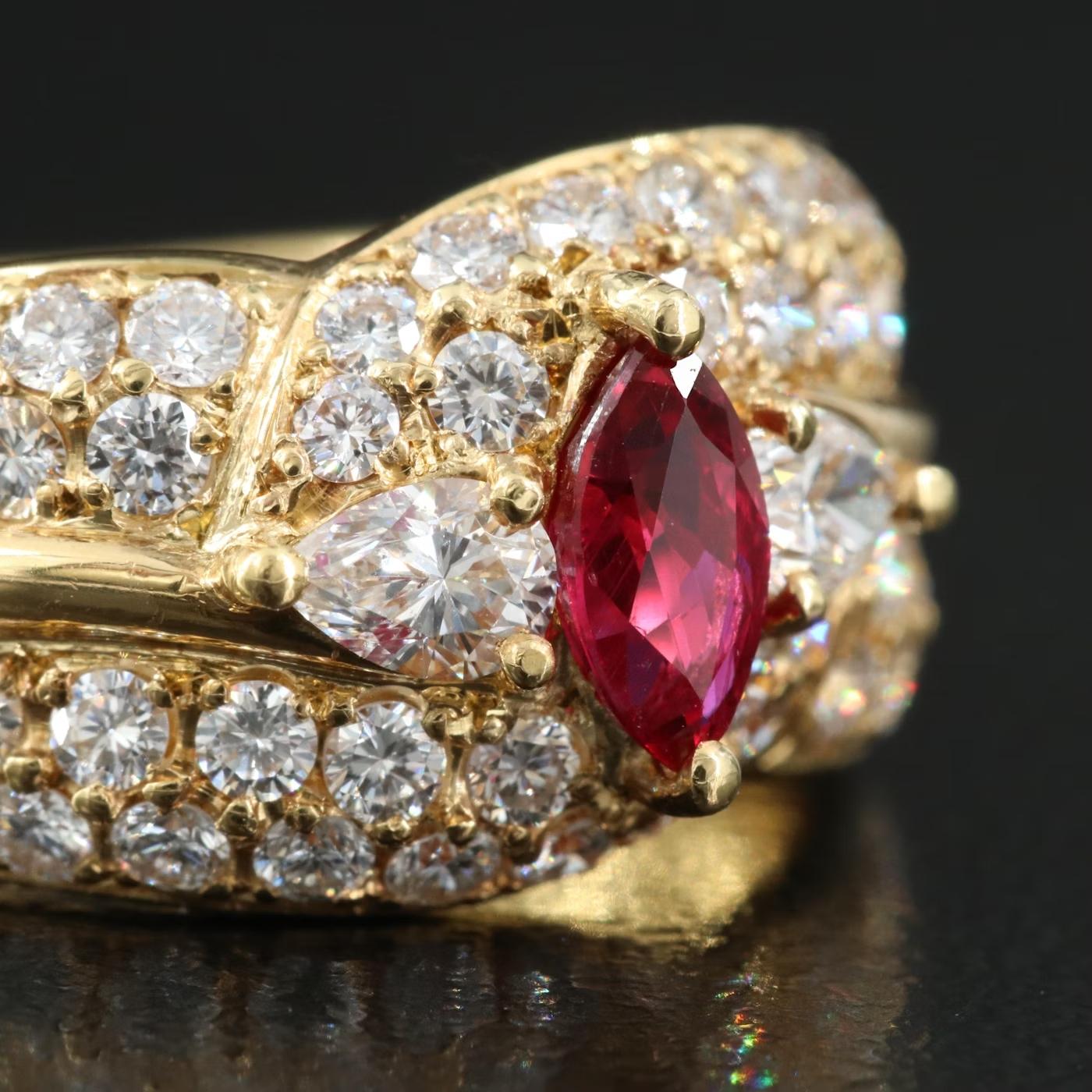 Estate 18K .40 ctw RUBY 1.15 ctw DIAMOND COCKTAIL RING  Sz 5.75  $3975 For Sale 6