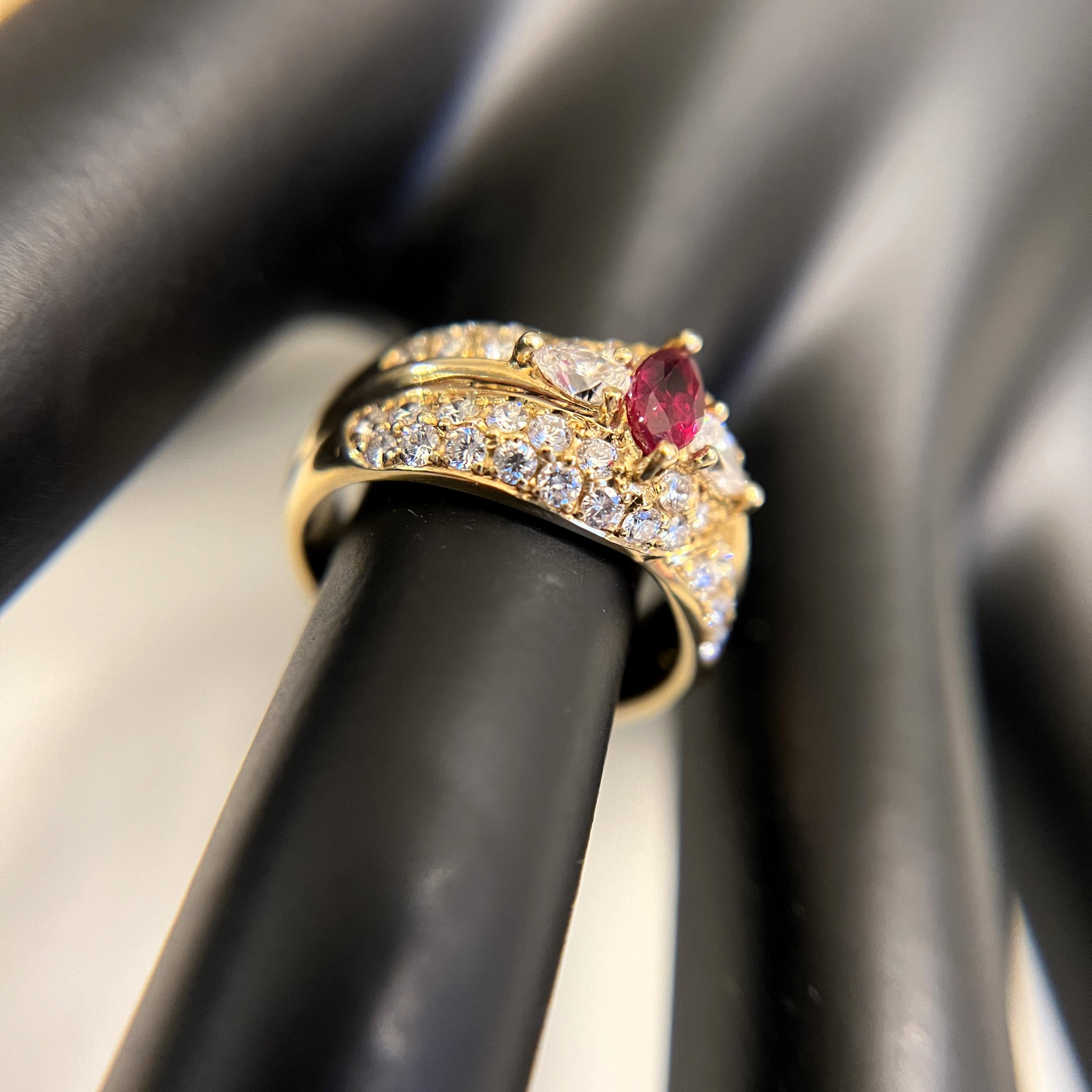 Estate 18K .40 ctw RUBY 1.15 ctw DIAMOND COCKTAIL RING  Sz 5.75  $3975 For Sale 7