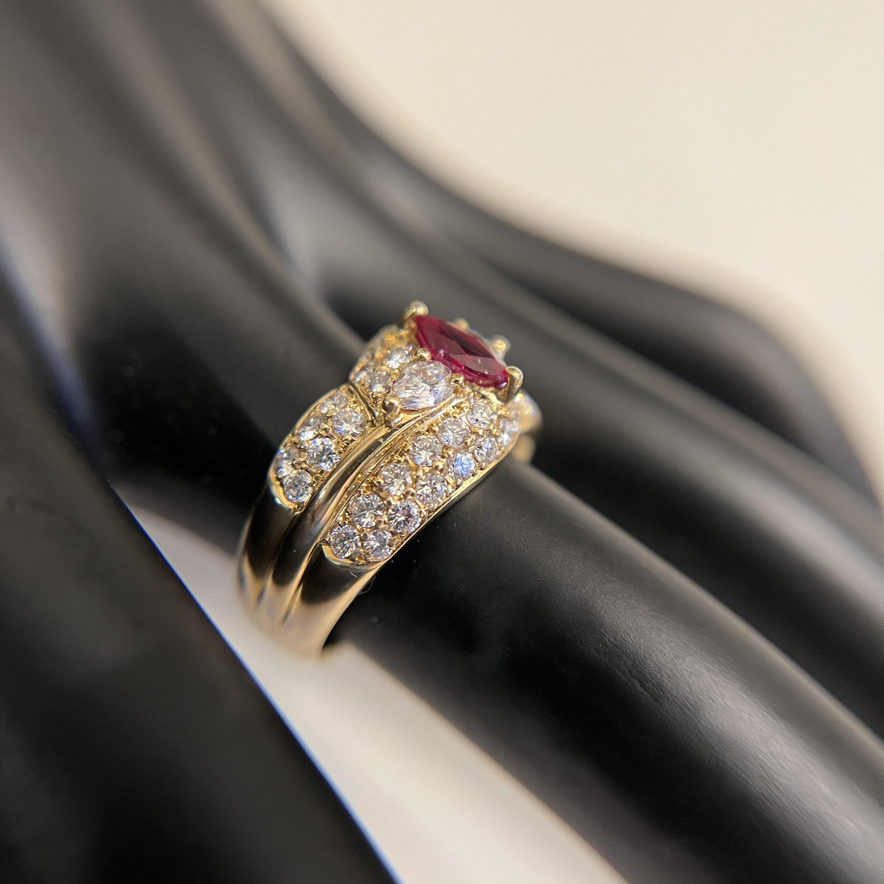 Estate 18K .40 ctw RUBY 1.15 ctw DIAMOND COCKTAIL RING  Sz 5.75  $3975 For Sale 9