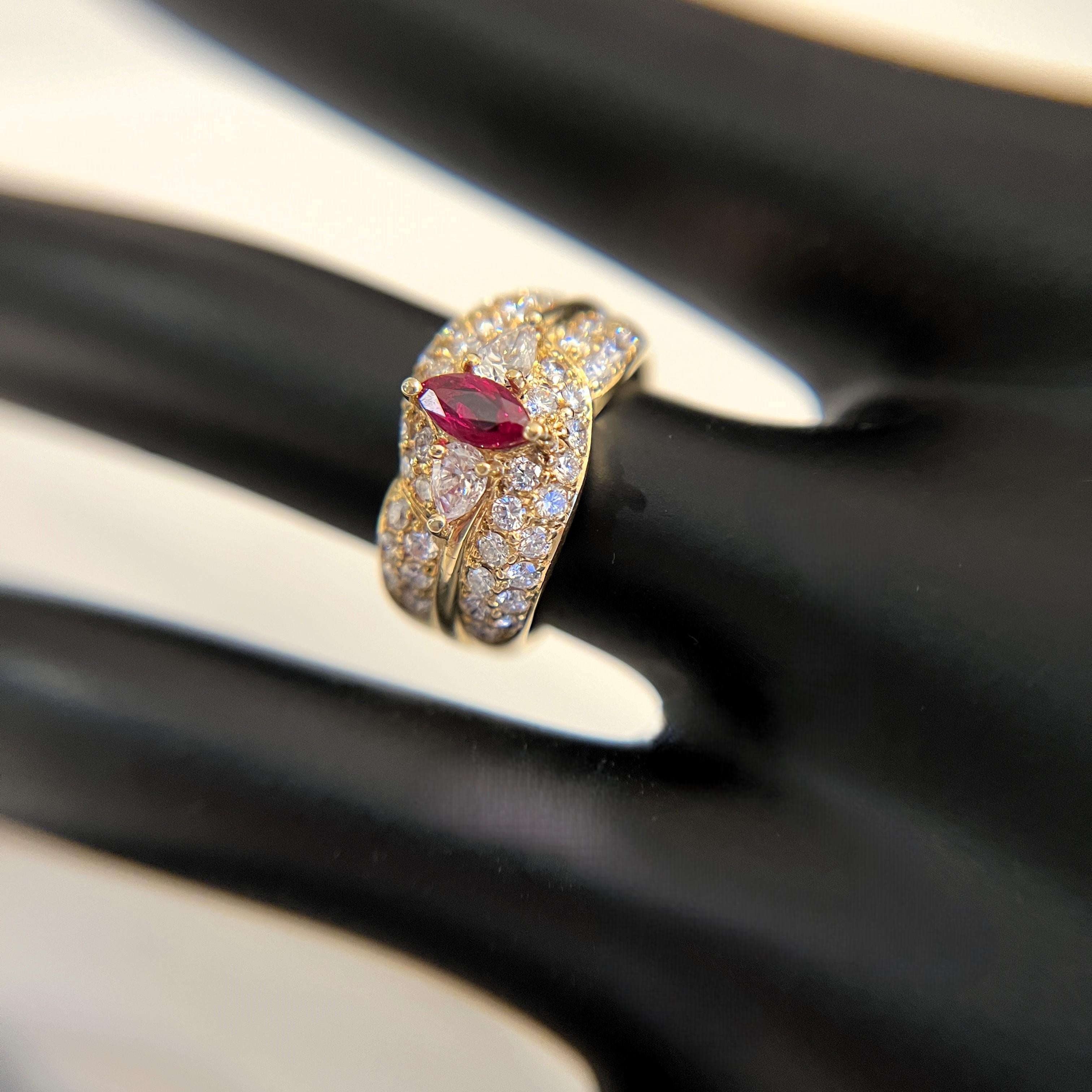 Estate 18K .40 ctw RUBY 1.15 ctw DIAMOND COCKTAIL RING  Sz 5.75  $3975 For Sale 11