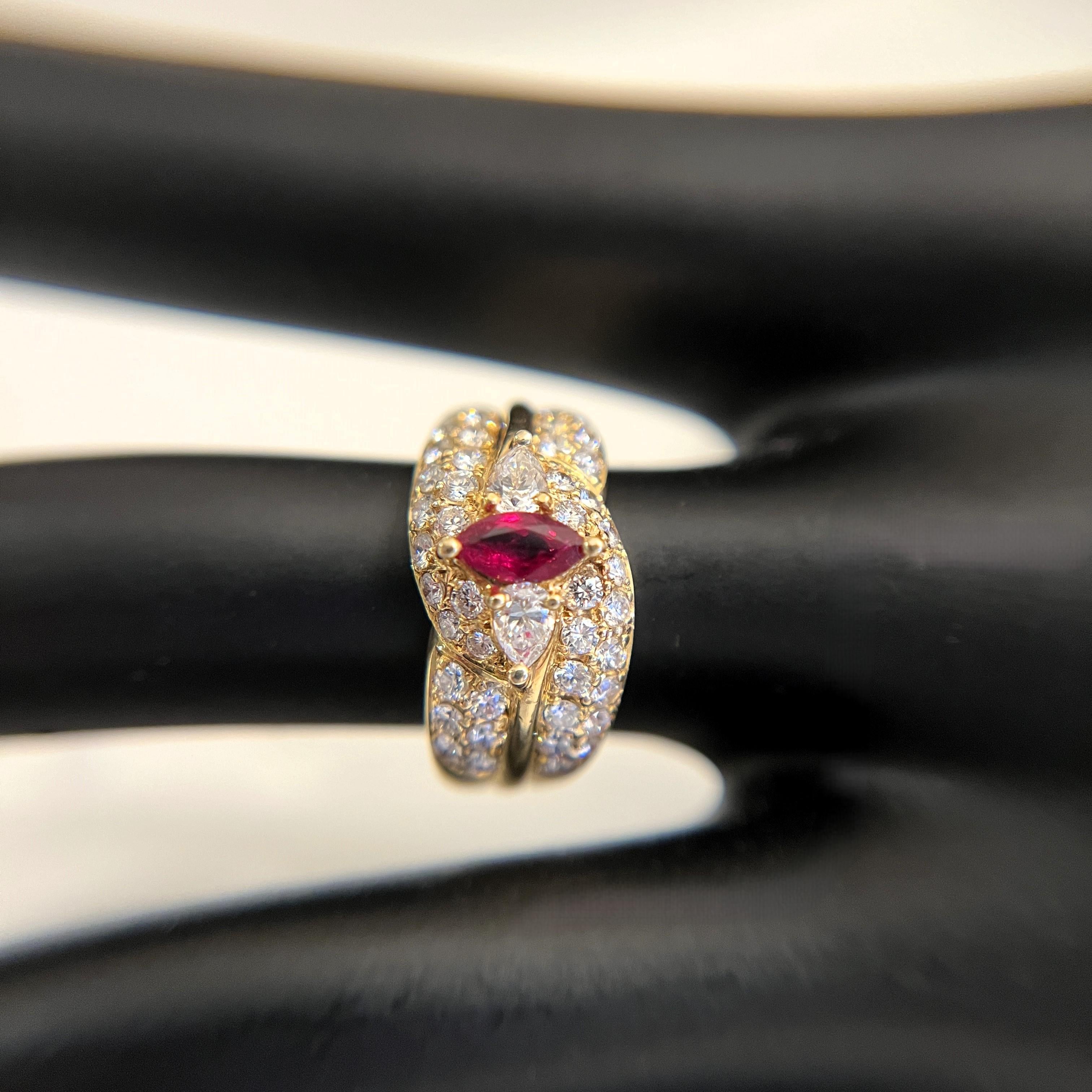 Estate 18K .40 ctw RUBY 1.15 ctw DIAMOND COCKTAIL RING  Sz 5.75  $3975 For Sale 12