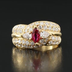 Estate 18K .40 ctw RUBY 1.15 ctw DIAMOND COCKTAIL RING  Sz 5.75  $3975