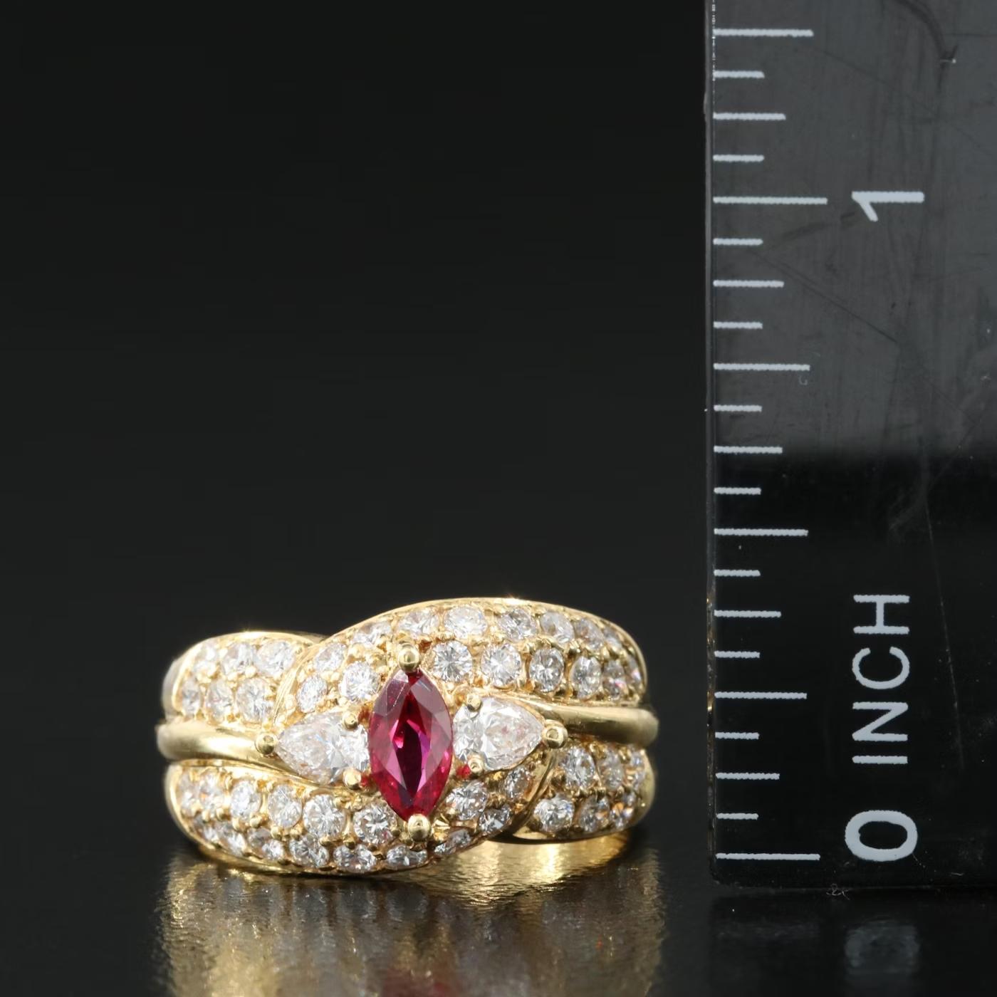 Women's Estate 18K .40 ctw RUBY 1.15 ctw DIAMOND COCKTAIL RING  Sz 5.75  $3975 For Sale