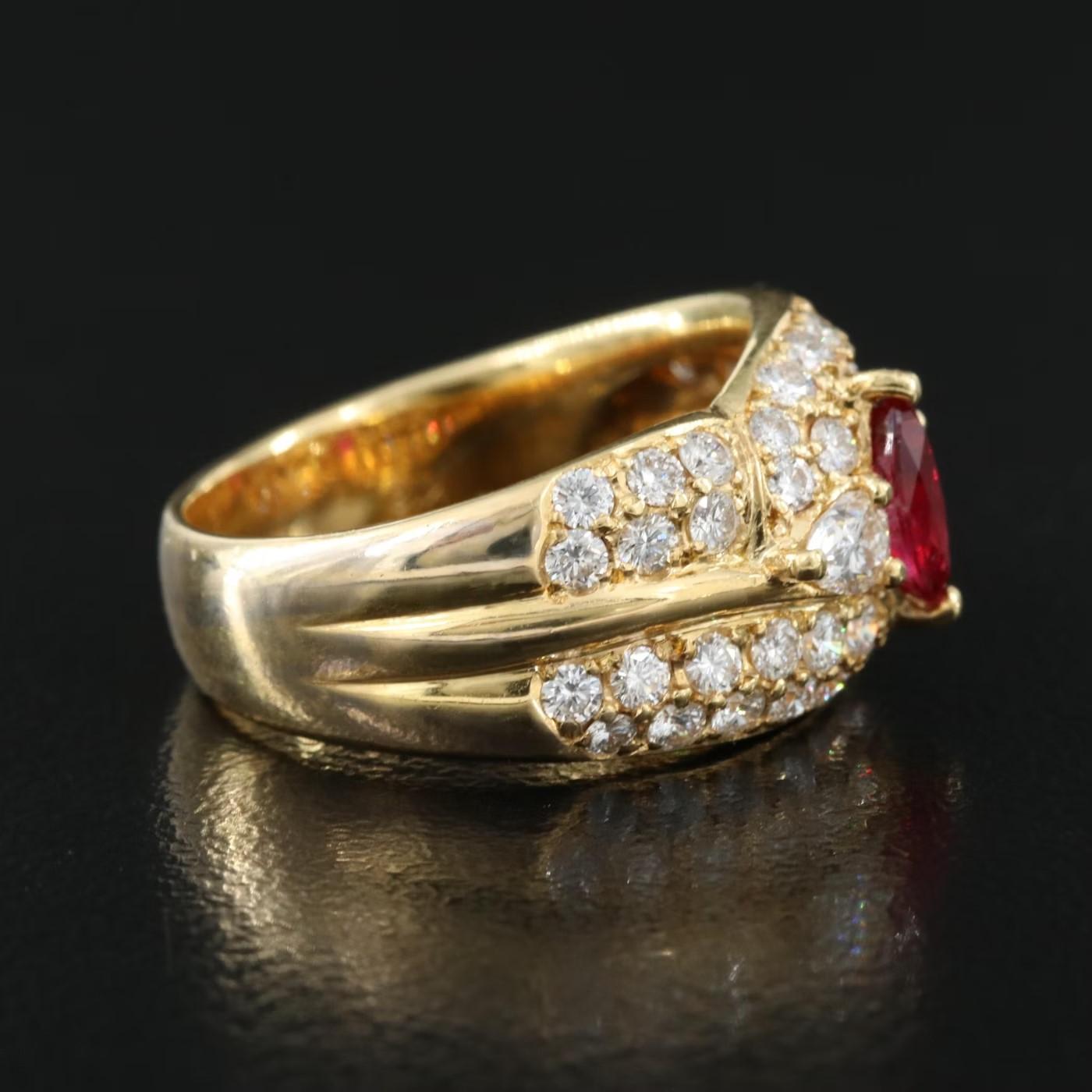 Estate 18K .40 ctw RUBY 1.15 ctw DIAMOND COCKTAIL RING  Sz 5.75  $3975 For Sale 1