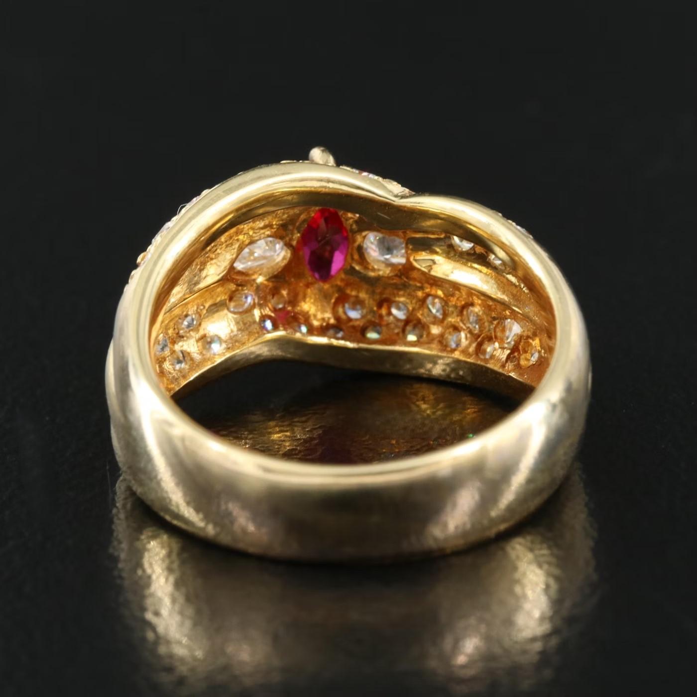 Estate 18K .40 ctw RUBY 1.15 ctw DIAMOND COCKTAIL RING  Sz 5.75  $3975 For Sale 3