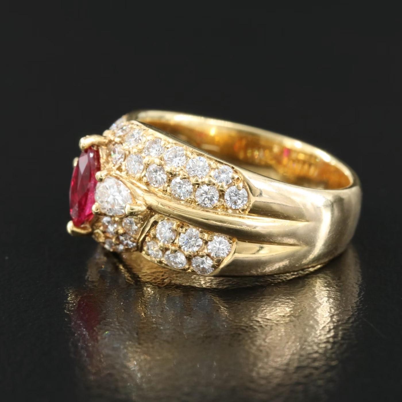 Estate 18K .40 ctw RUBY 1.15 ctw DIAMOND COCKTAIL RING  Sz 5.75  $3975 For Sale 5