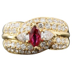 Domaine 18K .40 ctw RUBY 1.15 ctw DIAMOND COCKTAIL RING  5.75  $3975