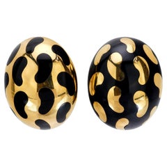 Nachlass Ohrringe aus 18k und Emaille mit Leopardenmuster