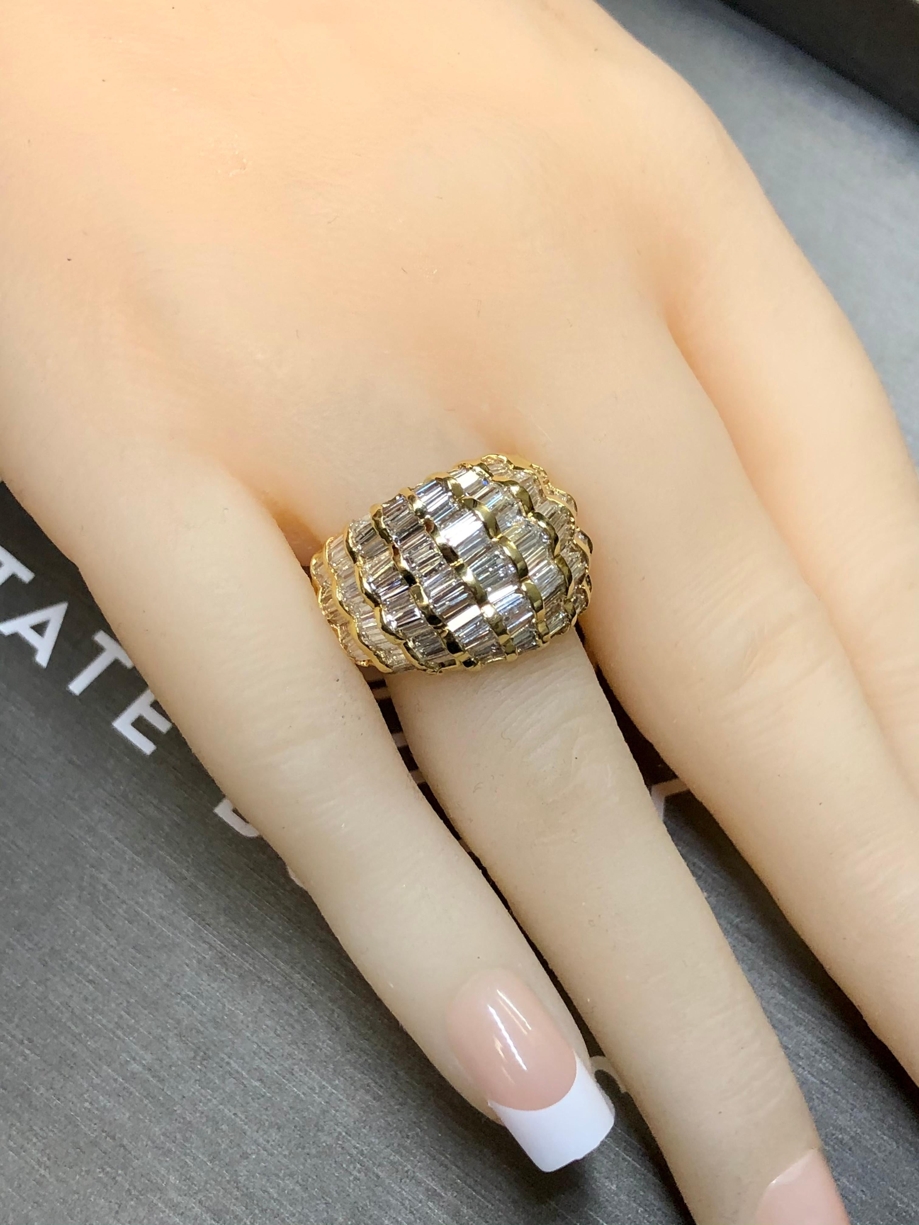 Estate 18k Baguette Diamond Wide Band Cocktail Ring 6cttw For Sale 4