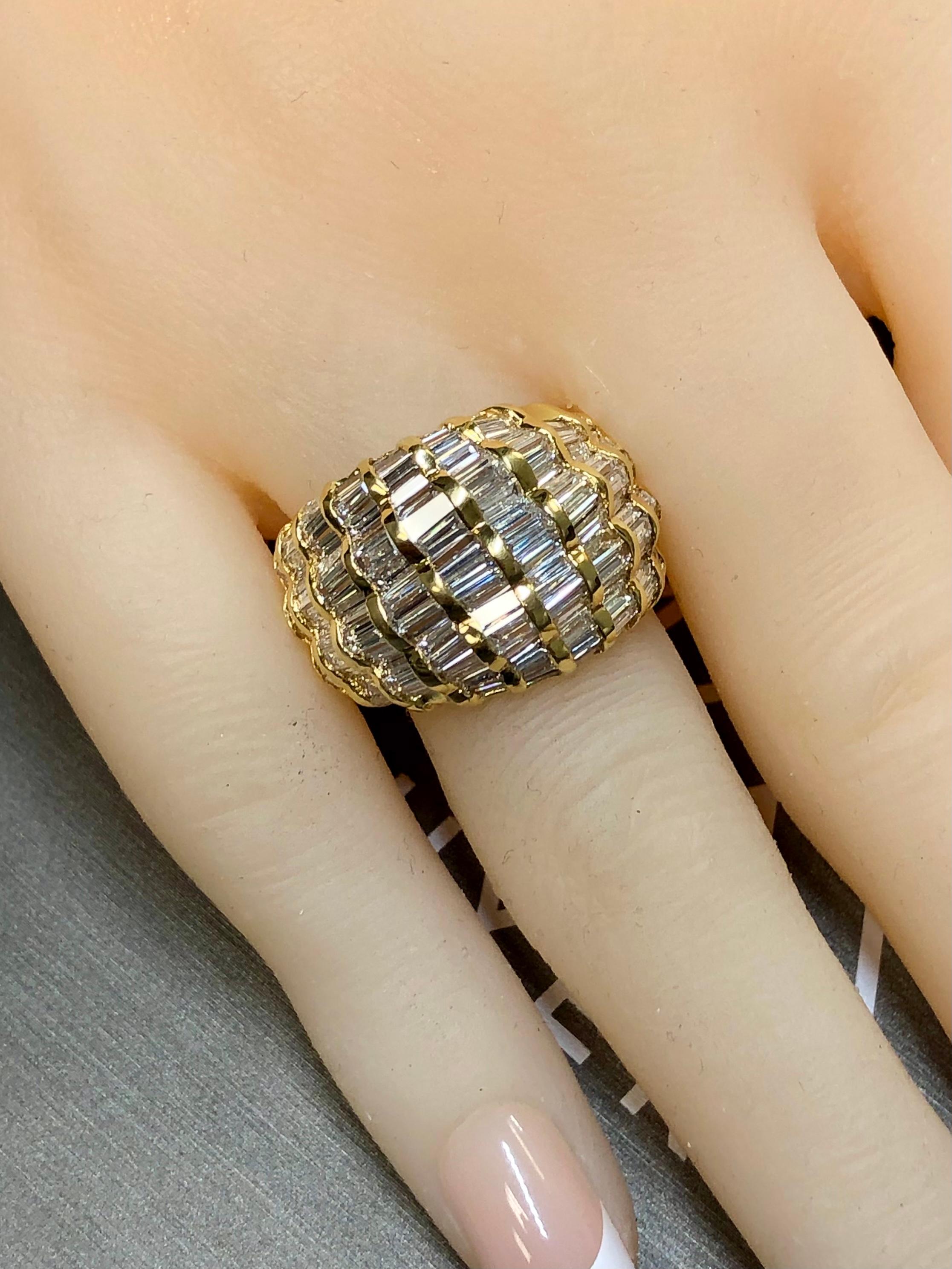 Estate 18k Baguette Diamond Wide Band Cocktail Ring 6cttw For Sale 5