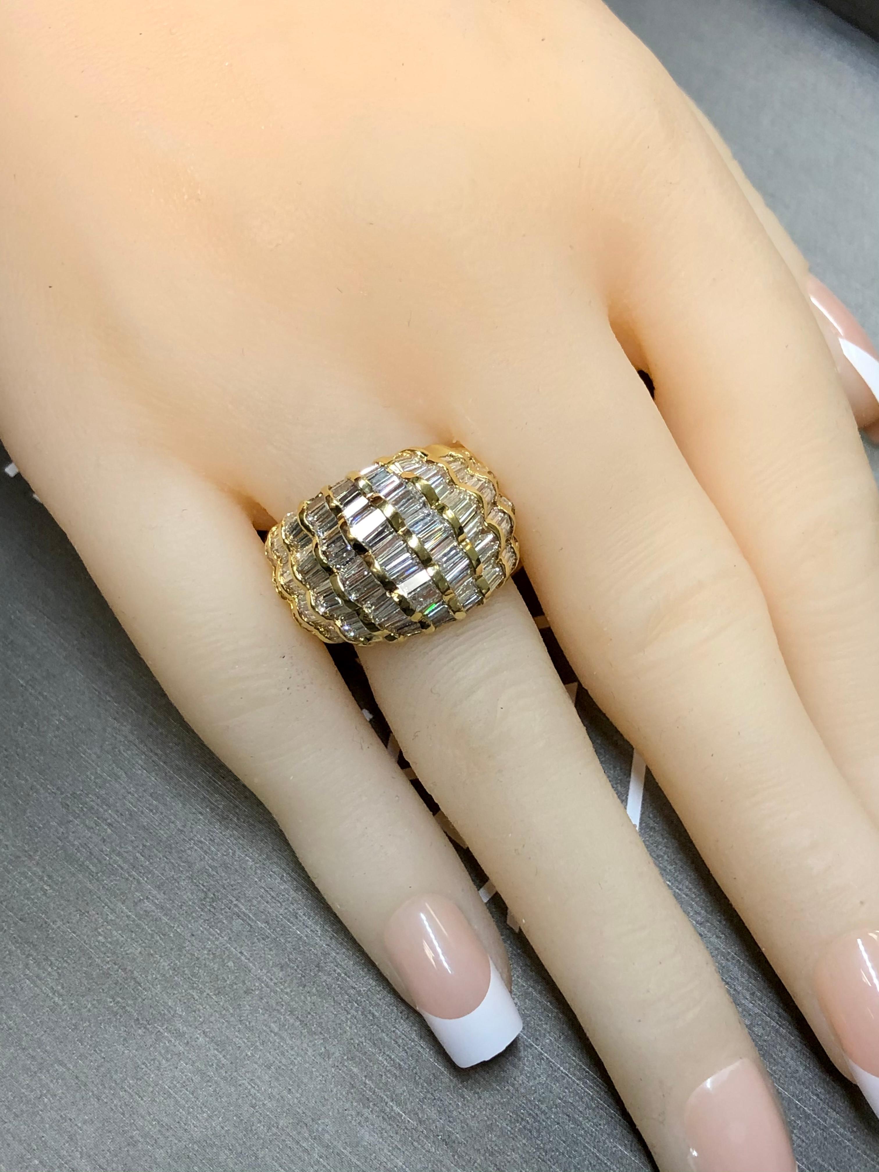 Estate 18k Baguette Diamond Wide Band Cocktail Ring 6cttw For Sale 3