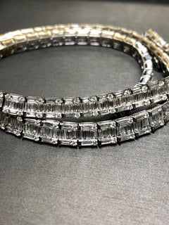 Estate 18k Baguette Round Diamond Rivière Style Necklace 35.20cttw G Vs 18"