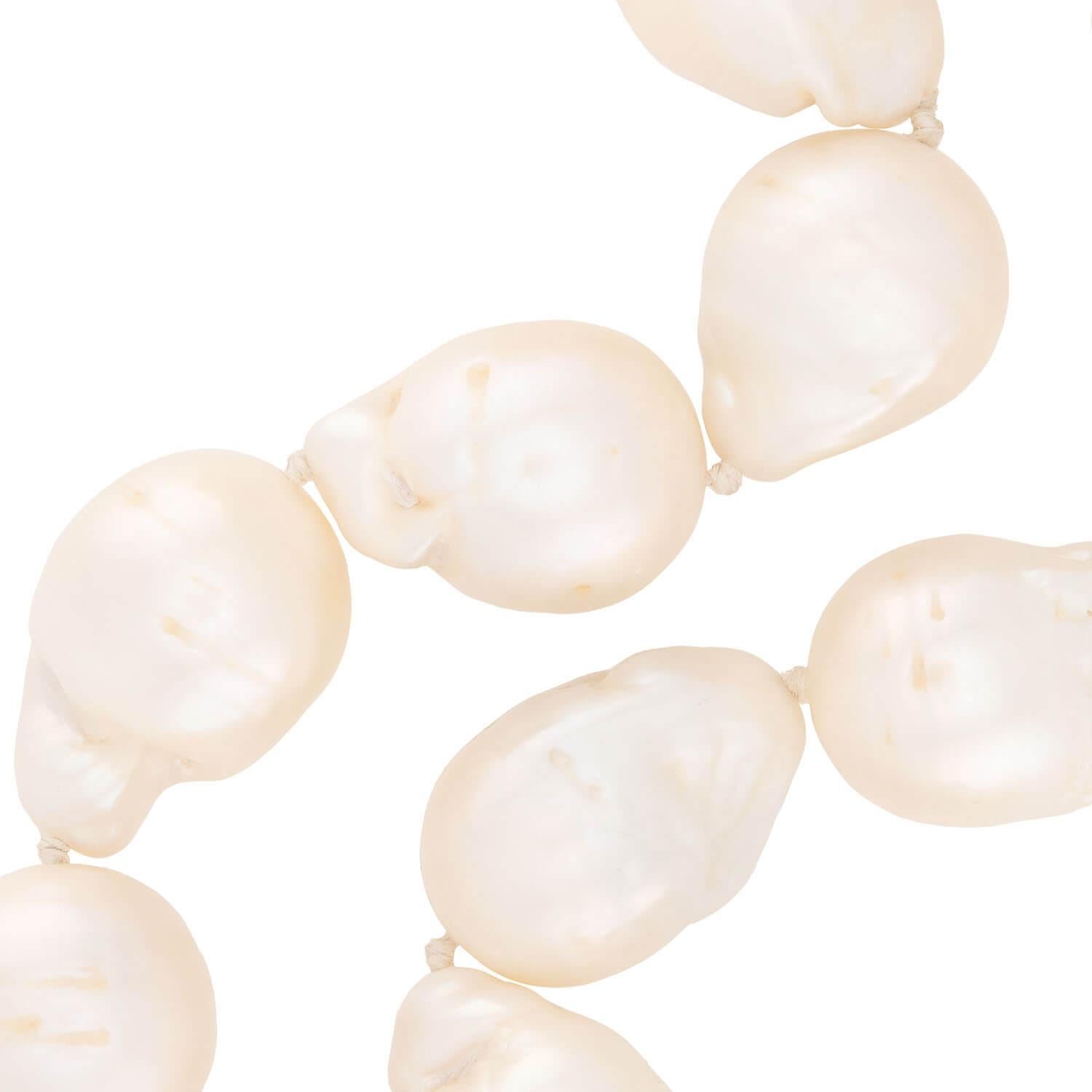 Brilliant Cut Estate 18k Baroque Pearl and Diamond Necklace For Sale