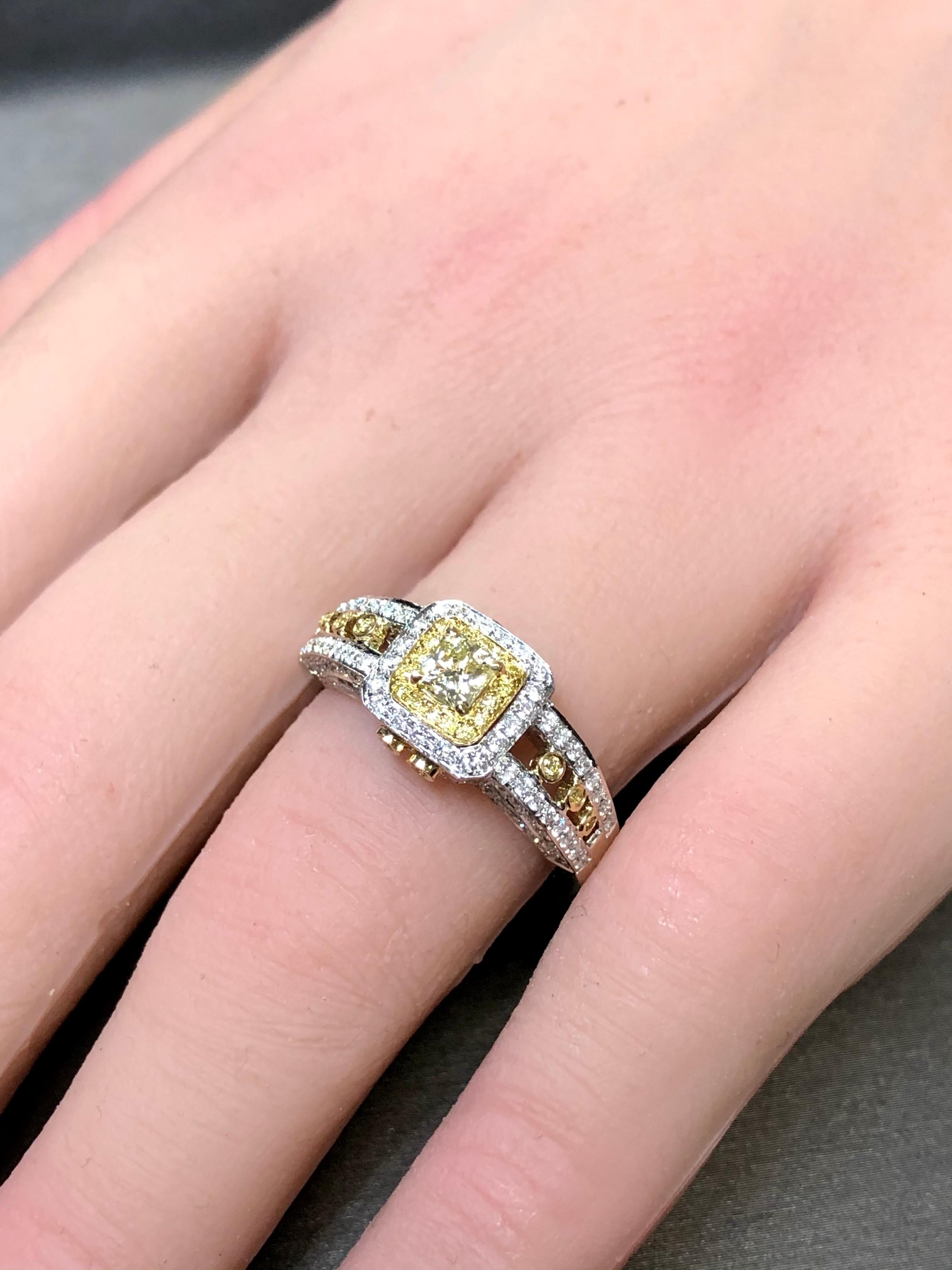 Estate 18K CANARY STAR Fancy Yellow Radiant Diamond Engagement Ring 1.67cttw  For Sale 1