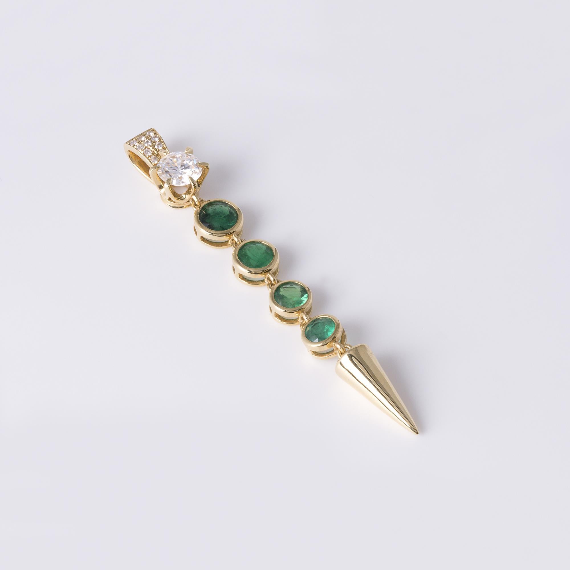 Women's Estate 18K Colombian Emerald and Diamond Drop Pendant For Sale