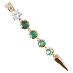 Estate 18K Colombian Emerald and Diamond Drop Pendant