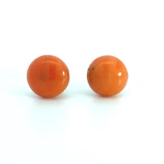 Estate 18k Coral Stud Earrings