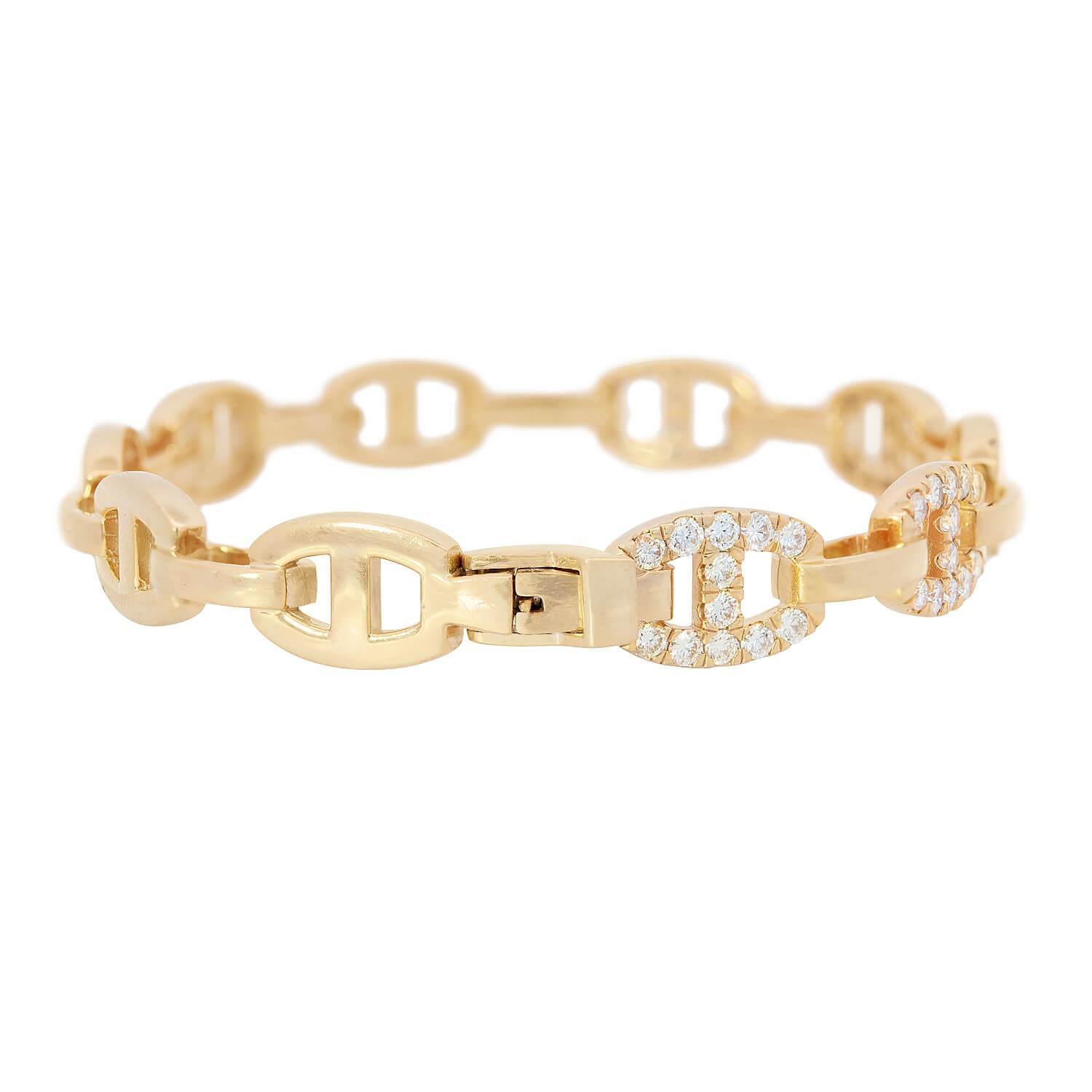 Pulsera Estate 18k Diamond Anchor Link Corte brillante en venta