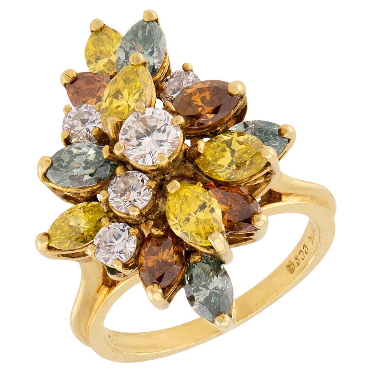 Estate 18k Diamond Cluster Ring