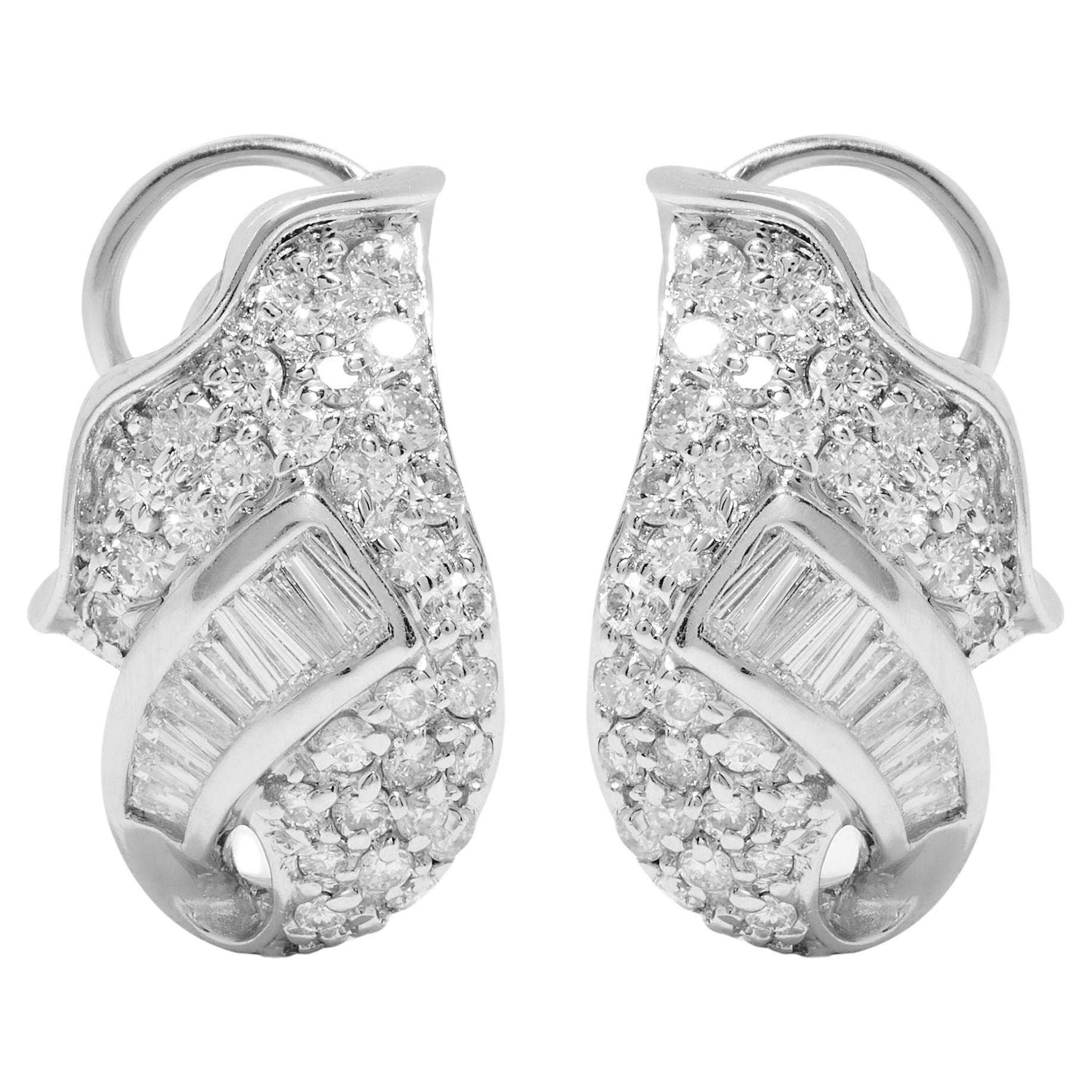 Estate Angel Wing 18ct White Gold Earrings With Pavé Diamonds For Sale