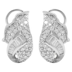 Estate Angel Wing 18ct White Gold Earrings With Pavé Diamonds