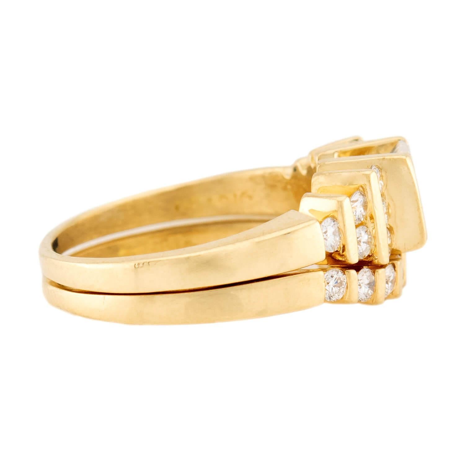 Modern Estate 18k Diamond Engagement Ring Set For Sale