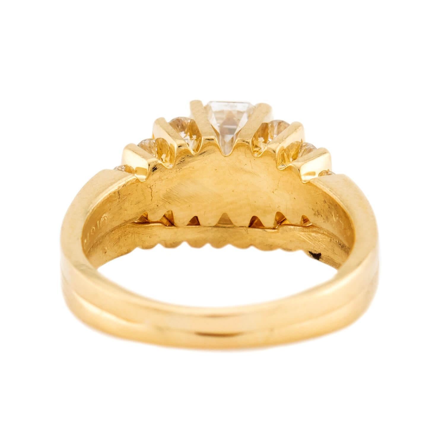 Estate 18k Diamond Engagement Ring Set For Sale 1