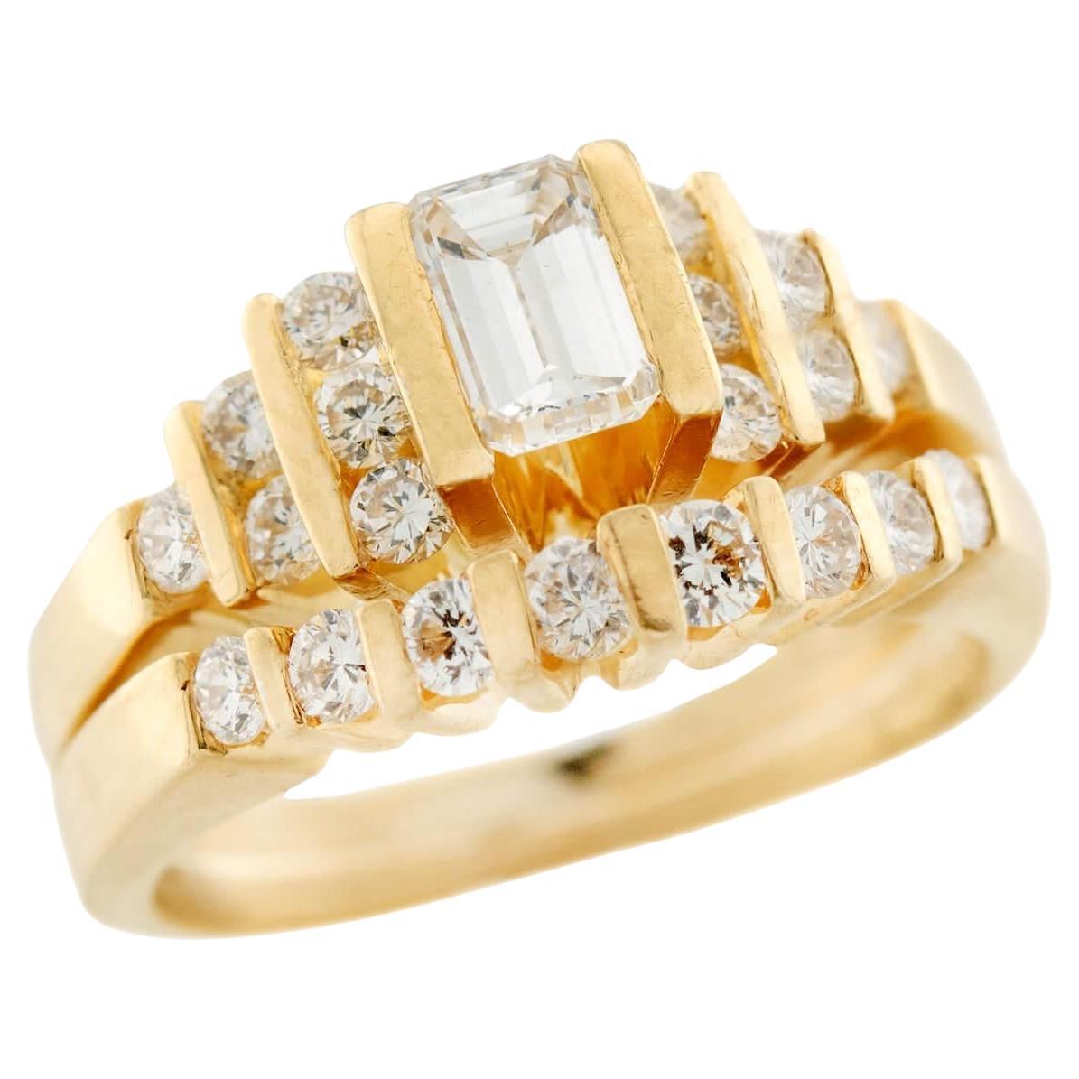 Estate 18k Diamond Engagement Ring Set