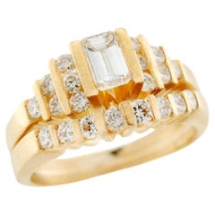 Estate 18k Diamond Engagement Ring Set