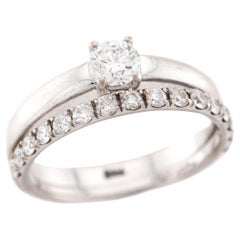 Estate 18k Diamant Verlobungsring & Ehering Set .34ct