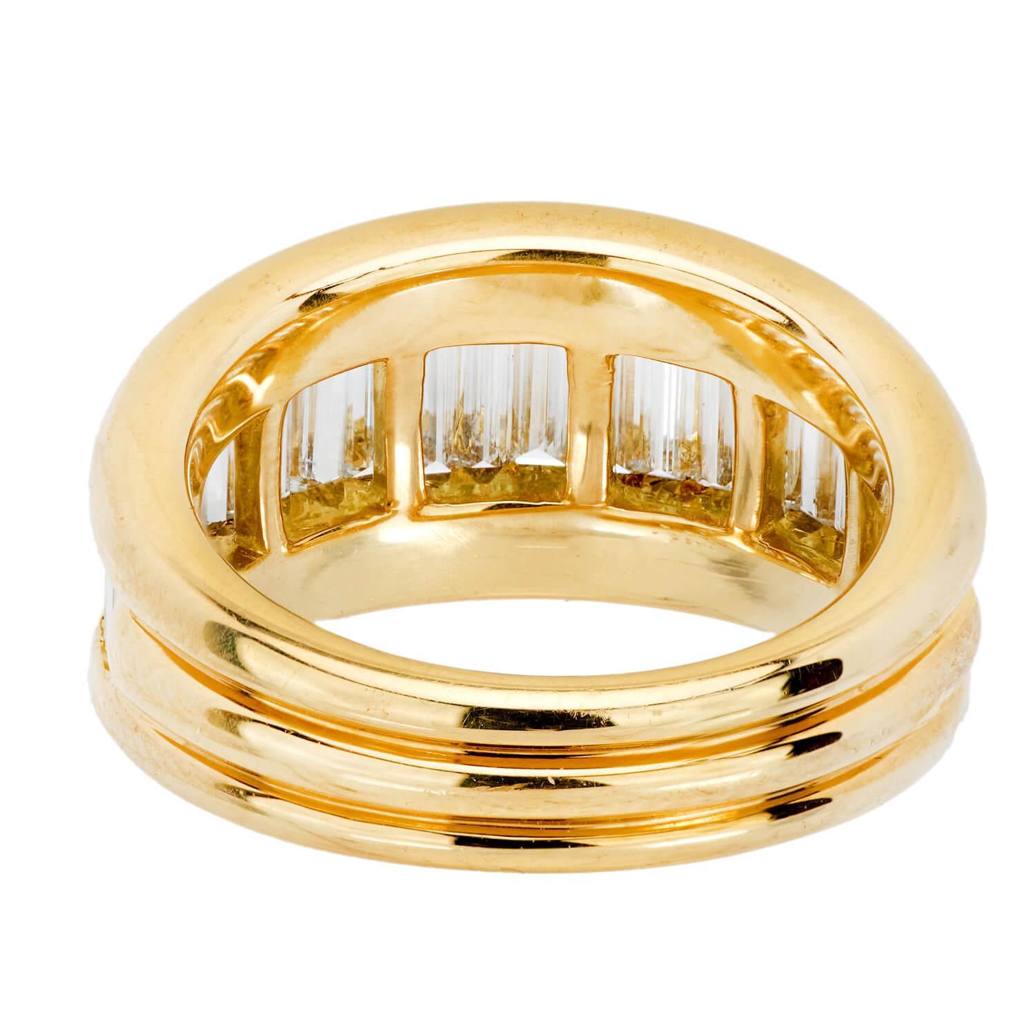 Baguette Cut Estate 18k Diamond Half Band For Sale