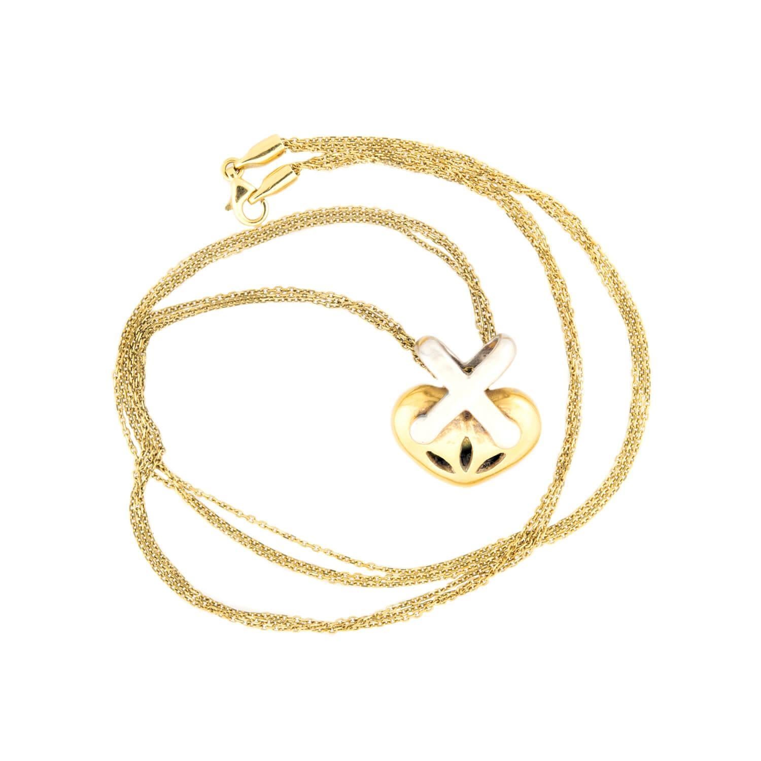 Taglio singolo Estate 18k Diamond Heart Pendant Necklace in vendita