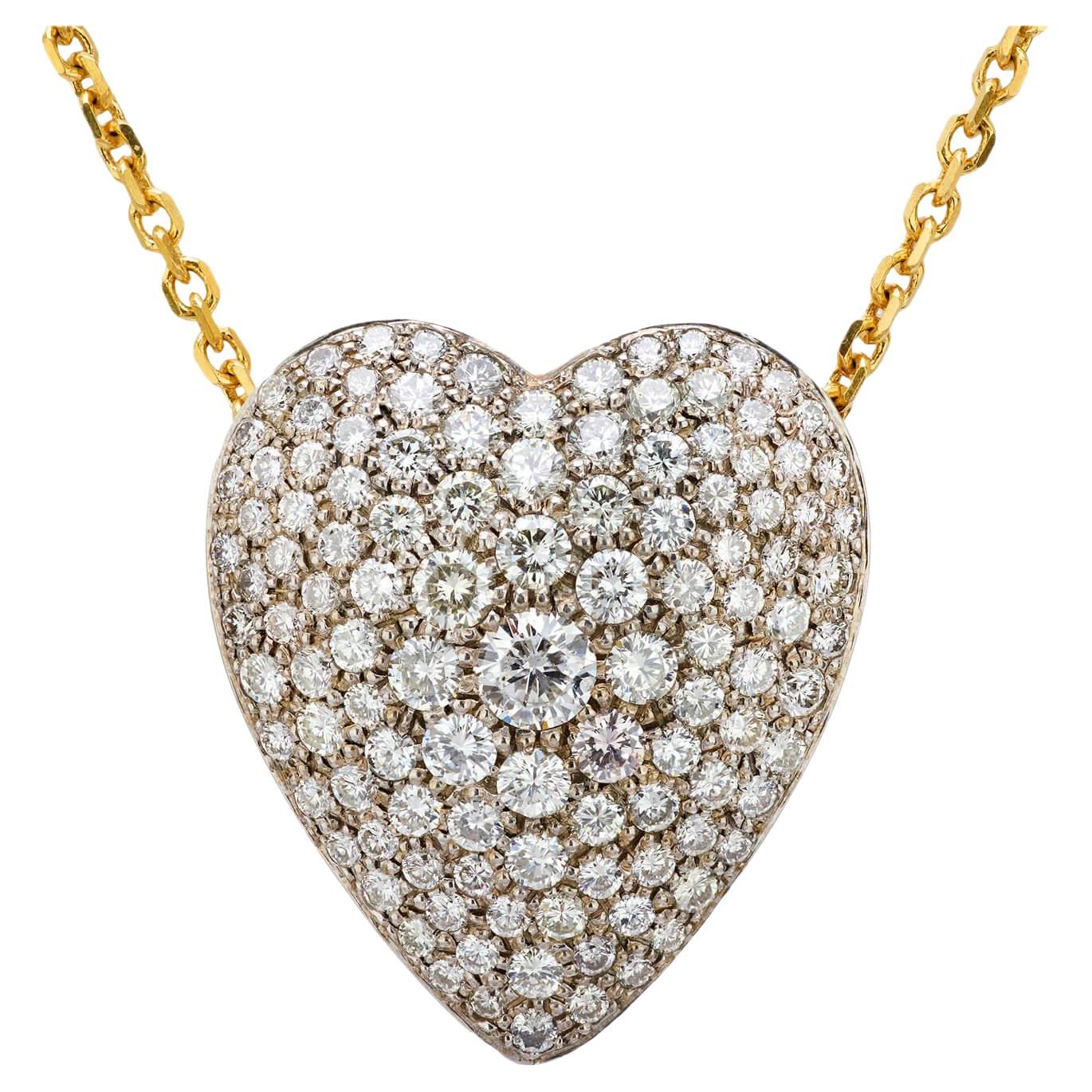 Estate 18k Collar Colgante Corazón Diamante