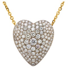 Estate 18k Collar Colgante Corazón Diamante