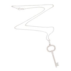 Estate 18k Diamond Key Pendant Necklace