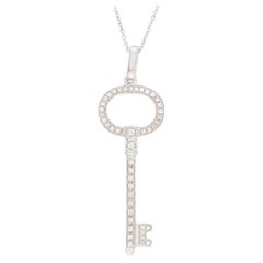 Estate 18k Diamond Key Pendant Necklace