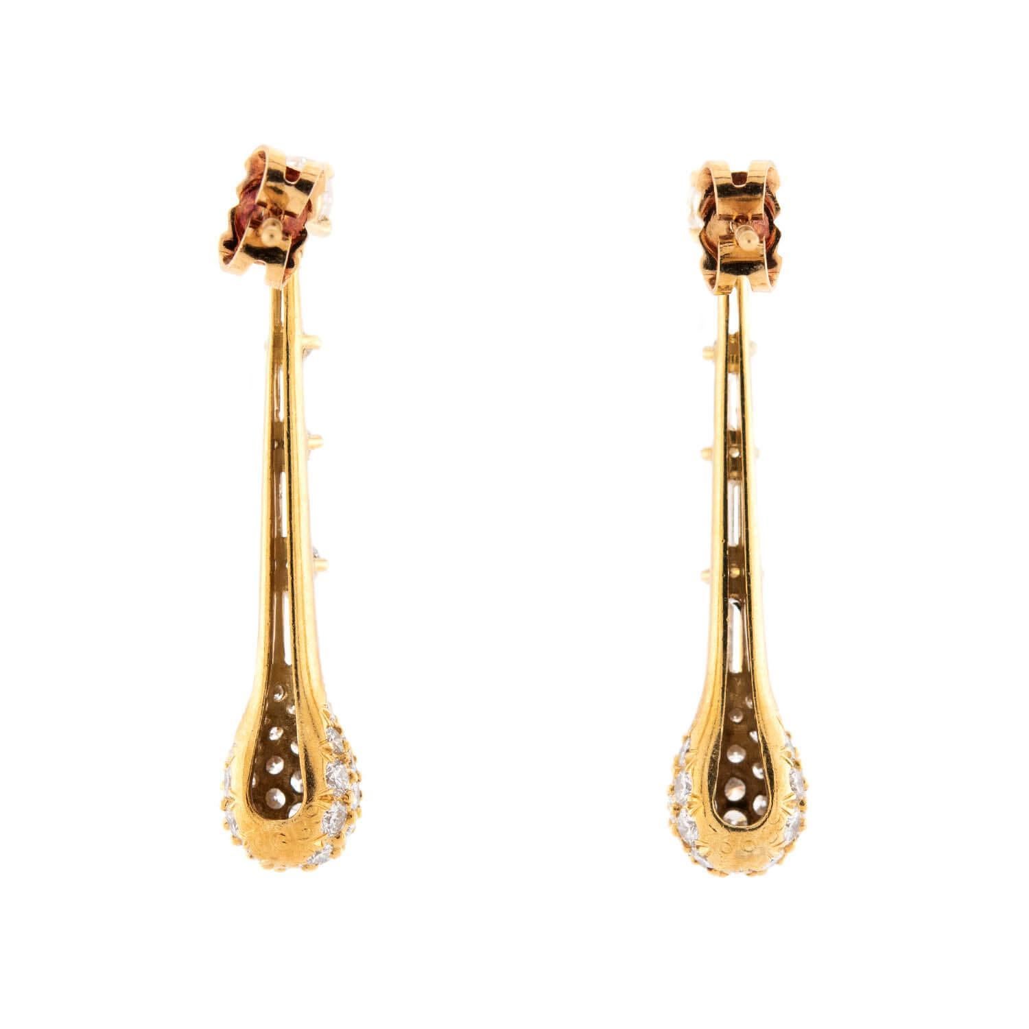 Modern Estate 18k Diamond Matchstick Earrings For Sale