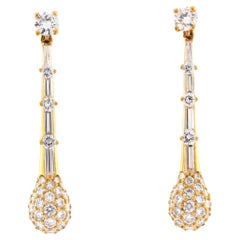 Estate 18k Diamond Matchstick Earrings