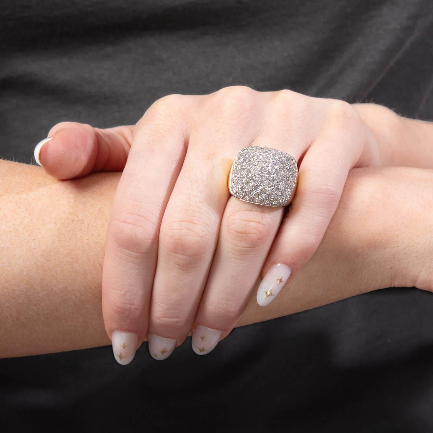 Women's Estate 18k Diamond Pyramid Ring For Sale