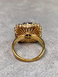 Estate 18K Diamond Tanzanite Sapphire Ballerina Cocktail Ring 5.10ctw F Vs1