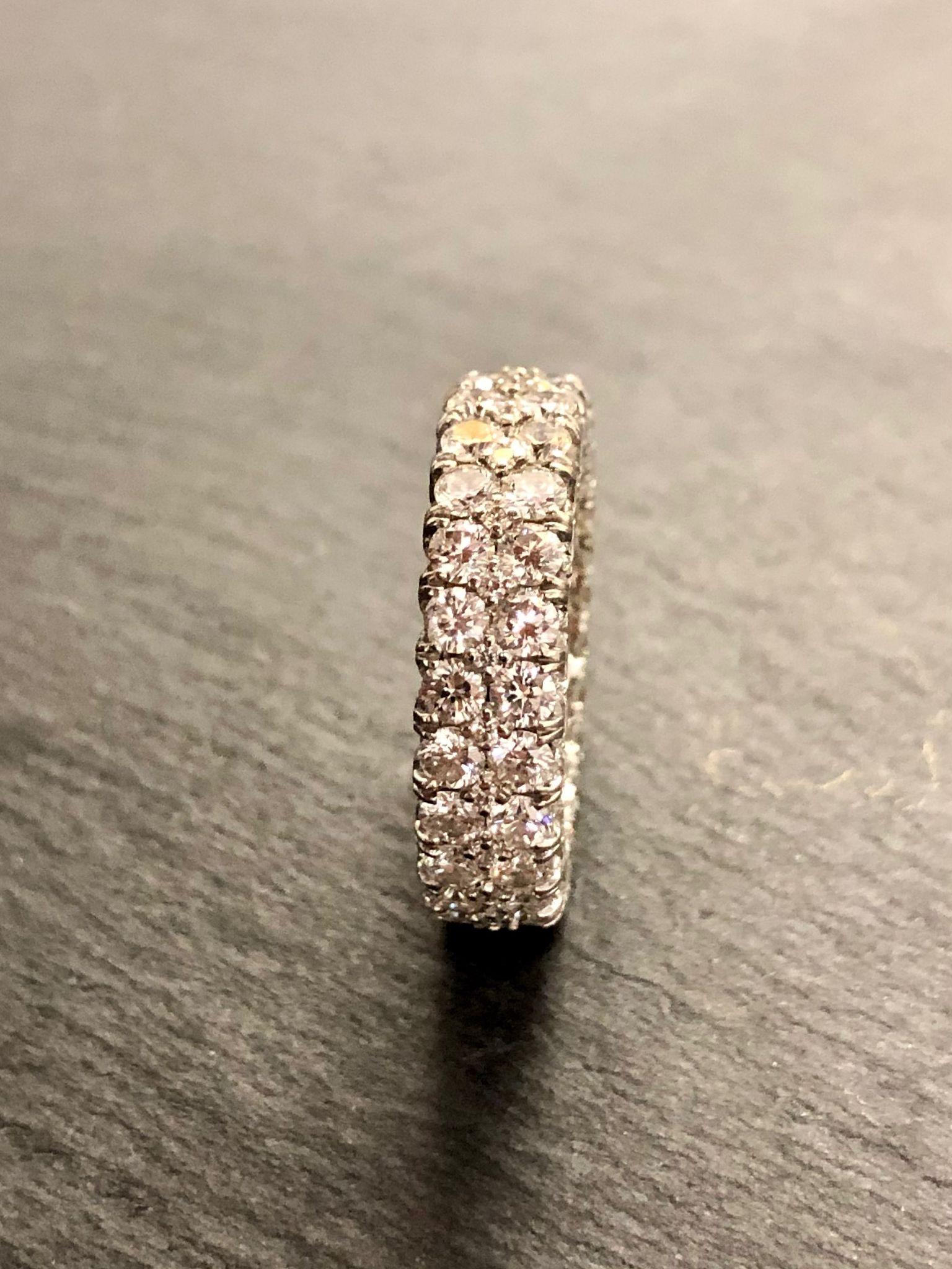 Round Cut Estate 18k Diamonds On All Sides Wide Eternity Band 5.50cttw Sz 6 For Sale