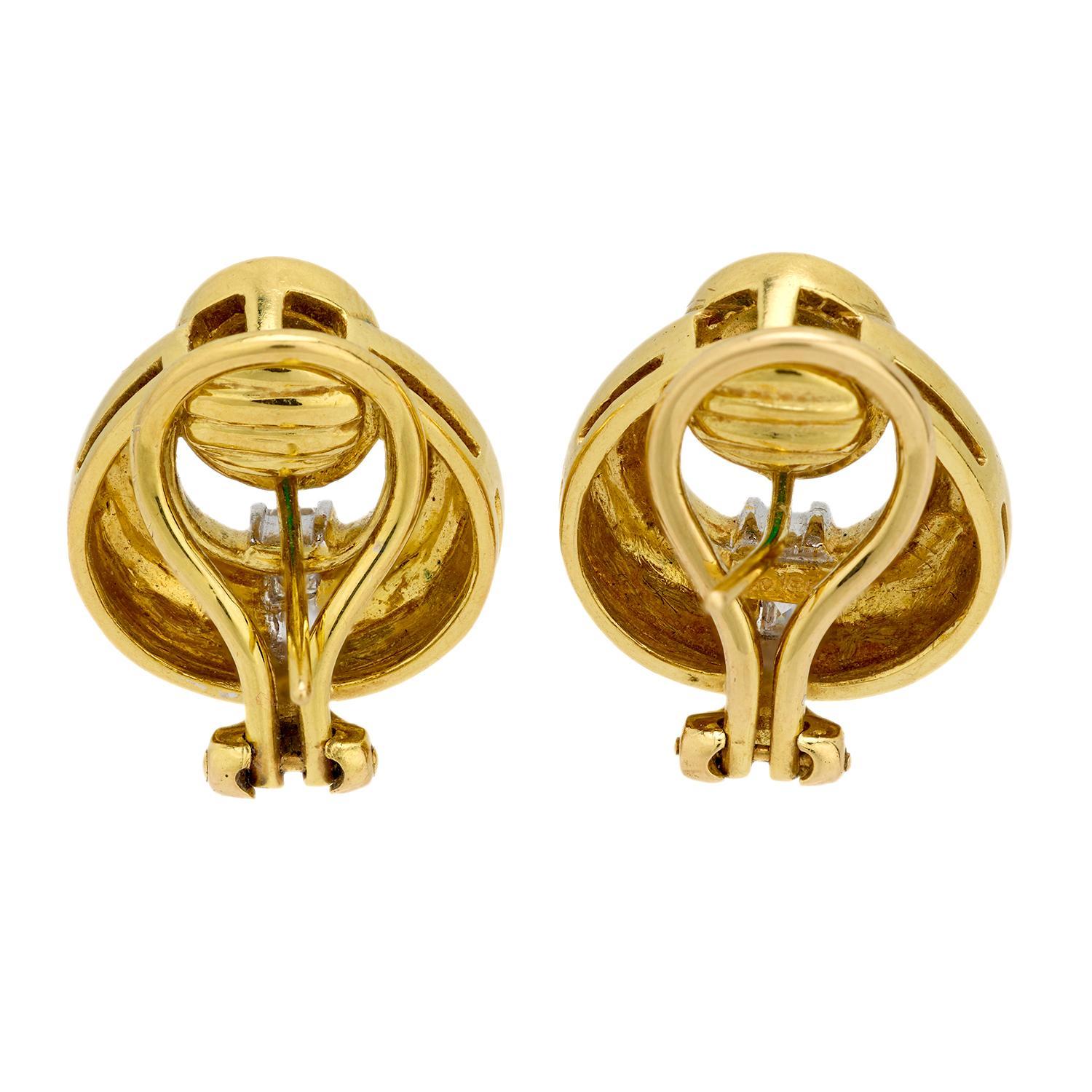 Modern Estate 18k Emerald and Diamond Earrings For Sale