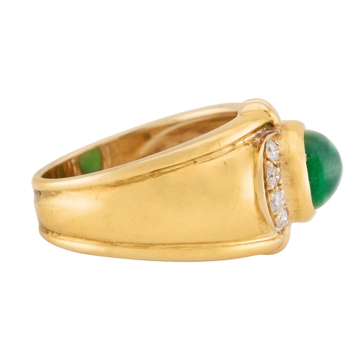 Nachlassring mit 18 Karat Smaragd und Diamant (Moderne) im Angebot