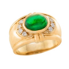 Nachlassring mit 18 Karat Smaragd und Diamant