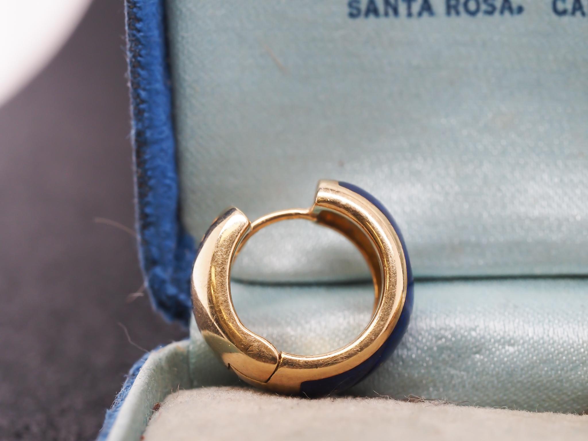 Orecchini a cerchio con smalto e diamanti Faberge 18K - VHK#244a In condizioni buone in vendita a Hicksville, NY